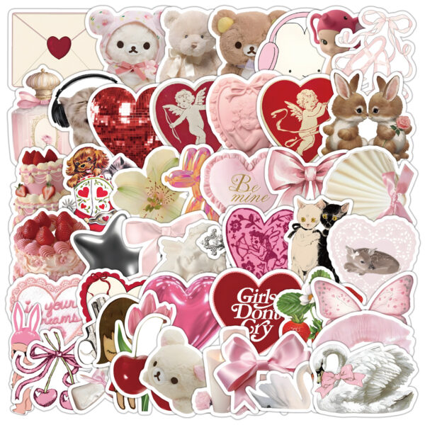 Wholesale Cross-border 50 cute pink girl graffiti stickers cup luggage decoration stickers children's stickers