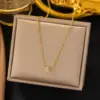 PVD Coated Real Gold Plated 18K Gold Geometric 304 Stainless Steel Basic Classic Style Waterproof Non Tarnish 304 Stainless Steel Pendant Necklace
