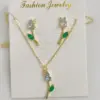 oly-bb7420b8a15fa1a265c7764bee05f47f Wholesale Jewelry Casual Modern Style Sweet Tulips Copper Zircon 18K Gold Plated lishing Inlay Jewelry Set Cable Chain