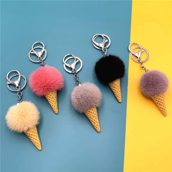 Wholesale Cartoon Fruit Keychain Student Cute Bag Pendant Ice Cream Cone Plush Car Keychain Creative Gift