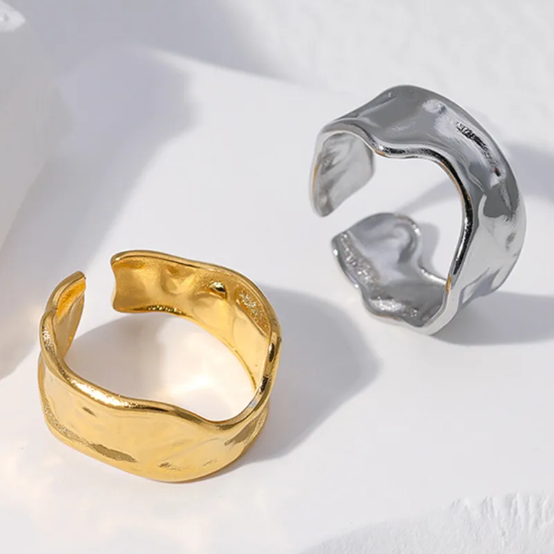 Wholesale Jewelry Fashion Solid Color 304 Stainless Steel 18K Gold Plated Plating Stainless Steel Rings