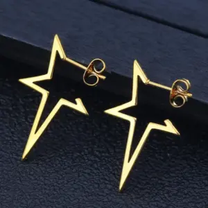 Wholesale PVD Coated 18K Gold Real Gold Plated Star 304 Stainless Steel Fashion Waterproof Non Tarnish Drop Earrings