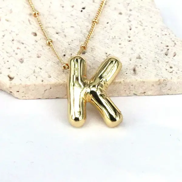 Wholesale Simple Style Classic Style Letter Copper 18k Gold Plated Pendant Necklace In Bulk