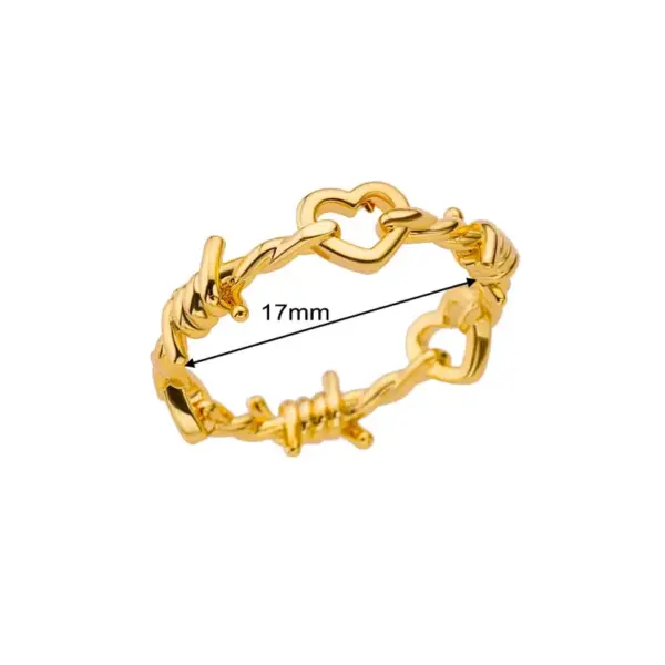 304 Stainless Steel Copper Geometric PVD Coated Real Gold Plated IG Style Retro Waterproof Non Tarnish Plating Open Rings