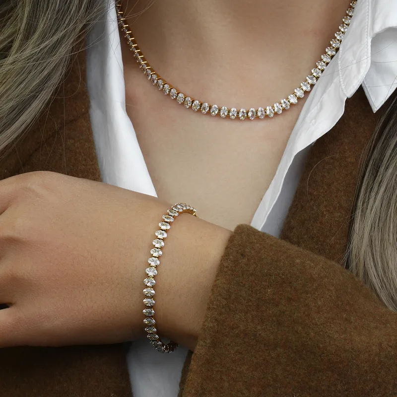 Wholesale PVD Coated Real Gold Plated 18K Gold Geometric 304 Stainless Steel Simple Style Waterproof Non Tarnish 304 Stainless Steel Bracelets Necklace