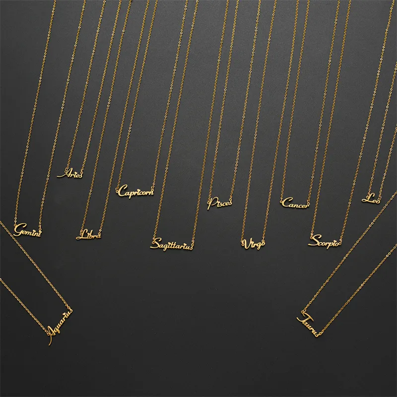 Wholesale PVD Coated 18K Gold Real Plated Letter Constellation 201 Stainless Steel Modern Style Classic Waterproof Non Tarnish Pendant Necklace