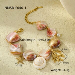 Nmsb-f646-1 pink coral bracelet / 18K