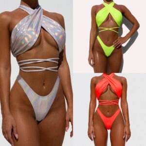 Wholesale Yiman 2020 European and American New Sexy Strap bikini Colorful Women's Swimsuit AliExpress bikini