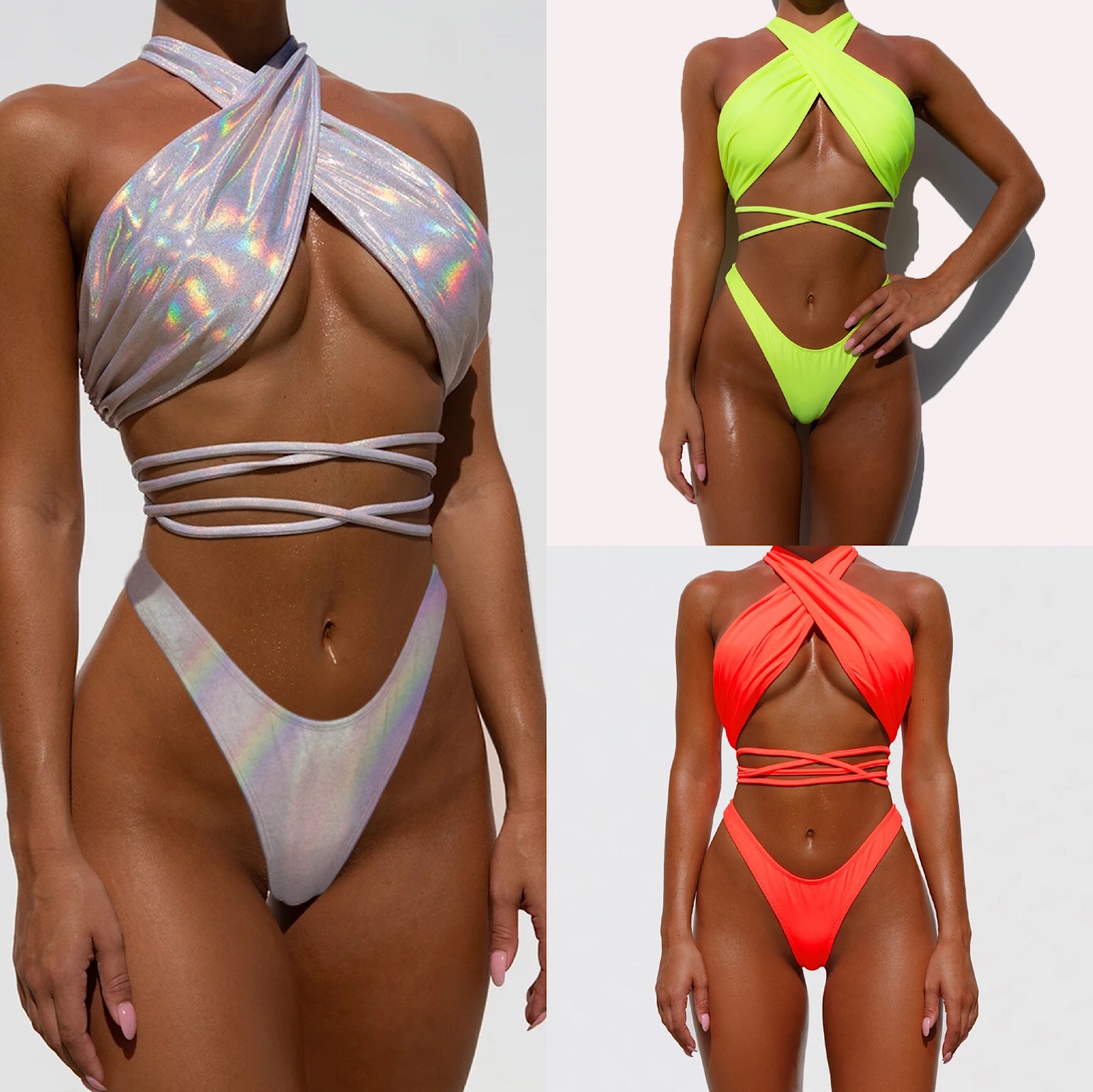 Wholesale Yiman 2020 European and American New Sexy Strap bikini Colorful Women's Swimsuit AliExpress bikini