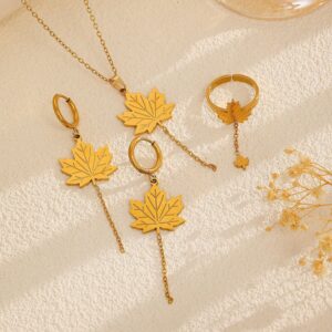 Wholesale Tassel Maple Leaf Stainless Steel Pendant
