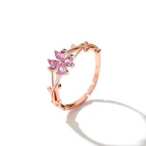 W0071 Rose Gold Pink Stone / Adjustable Opening