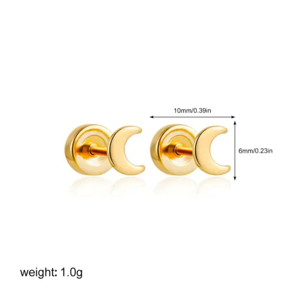 304 Stainless Steel Copper Sun Star Moon Electroplating Zircon Simple Style Plating Ear Studs