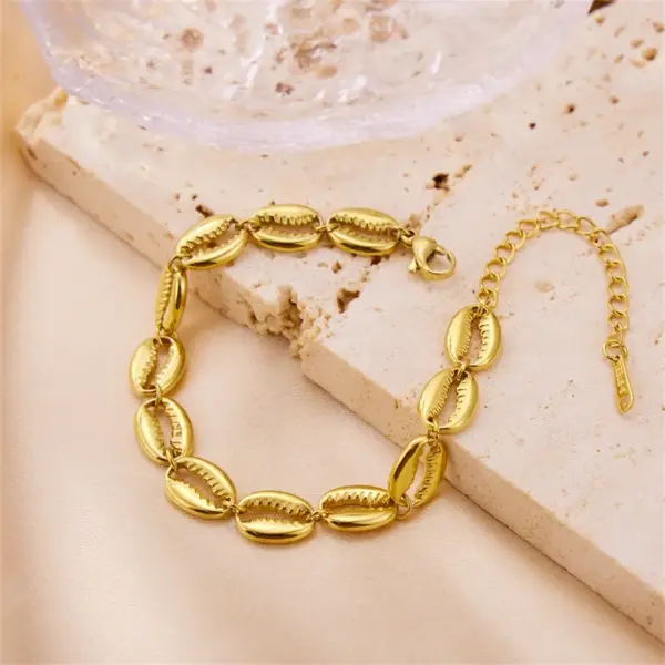 PVD Coated Real Gold Plated Shell 304 Stainless Steel Roman Style Waterproof Non Tarnish 304 Stainless Steel Bracelets