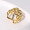 Wholesale PVD Coated Real Gold Plated Geometric Stainless Steel Retro Waterproof Non Tarnish Open Ring