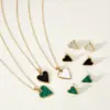 Wholesale PVD Coated Real Gold Plated 16K Gold White Gold Plated Gold Plating Heart Shape 304 Stainless Steel Fashion Waterproof Non Tarnish Earrings Necklace