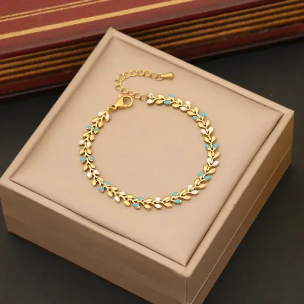 Ion Plating (IP) 18K Gold Real Gold Plated Grain 304 Stainless Steel Casual Commute Waterproof Non Tarnish 304 Stainless Steel Bracelets