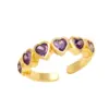 Wholesale 1 Piece Sweet Heart Shape Copper Plating Inlay Zircon Open Ring