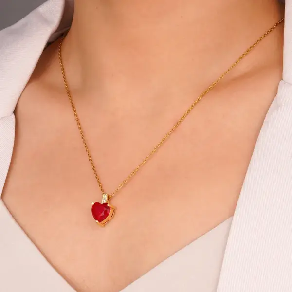 Wholesale Jewelry Simple Style Classic Style Heart Shape 304 Stainless Steel Copper Cable Chain Pendant Necklace