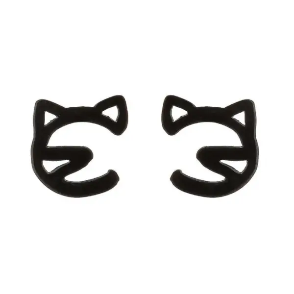 Wholesale PVD Coated 18K Gold Real Gold Plated Cat 304 Stainless Steel Cute Waterproof Non Tarnish Ear Studs