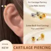 Wholesale 1 Piece Ear Cartilage Rings & Studs Casual Simple Style Classic Style Heart Shape Flower Copper Inlay Zircon
