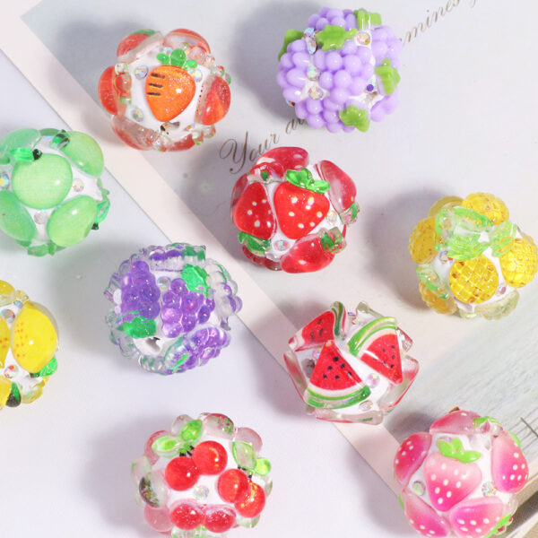 Wholesale Soft pottery color simulation fruit beads straight hole loose beads beads wearable pen diy mobile phone chain key chain bag chain accessories