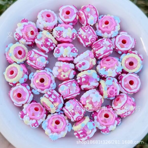 Wholesale Rose pink acrylic heavy-duty hand-painted beads