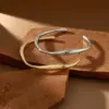 Wholesale Fashionable Titanium Steel 18K Gold Plated Smooth Unusual C-Shaped Open Hand Bracelet Women's Luxury Style Jewelry