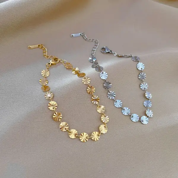 Wholesale Electroplating Golden Plated Round Titanium Steel Simple Style Titanium Steel Bracelets