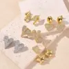 1 Pair IG Style Vacation Modern Style Heart Shape Polishing Plating Inlay Copper Zircon 18K Gold Plated White Gold Plated Ear Studs