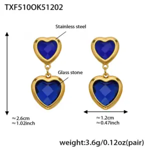 TXF510-Blue Faceted Stone Gold Earrings