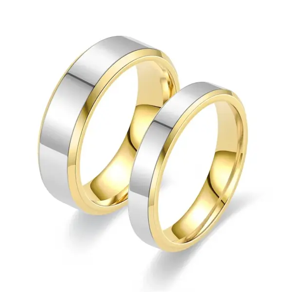 Wholesale PVD Coated Real Gold Plated 18K Gold Color Block Stainless Steel Simple Style Waterproof Non Tarnish Rings