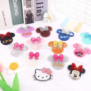 Wholesale New Loose Powder Cartoon Mickey Head Bow Bag Accessories Acrylic Pin Cute DIY Patch Accessories