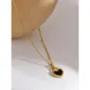 Wholesale Jewelry Simple Style Heart Shape 304 Stainless Steel Acrylic 18K Gold Plated Plating Stainless Steel Necklaces