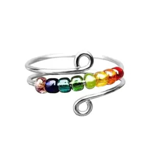 8 Colors Colorful Beads Silver / Adjustable Opening