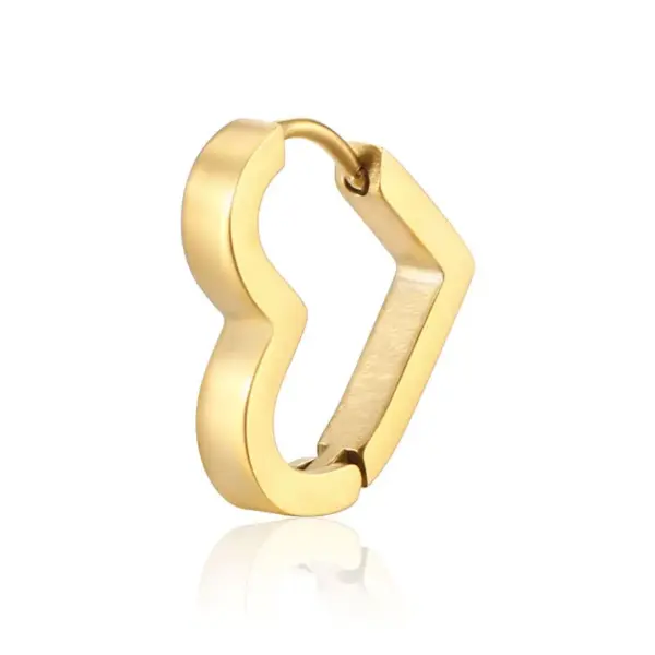 1 Piece Hip-Hop Rock Simple Style Star Heart Shape Metal Button 304 Stainless Steel Copper Gold Plated Hoop Earrings