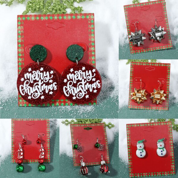 Wholesale Christmas Candy Snowman Earrings Diamond Snowflake Earrings