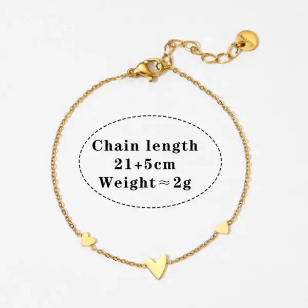 Real Gold Plated 304 Stainless Steel 316 Stainless Steel PVD Coated No Inlaid Heart Shape Waterproof Non Tarnish Modern Style Simple Style Bracelets Anklet Necklace For Women's