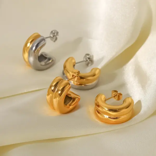 Simple Style C Shape Plating 316 Stainless Steel Ear Studs