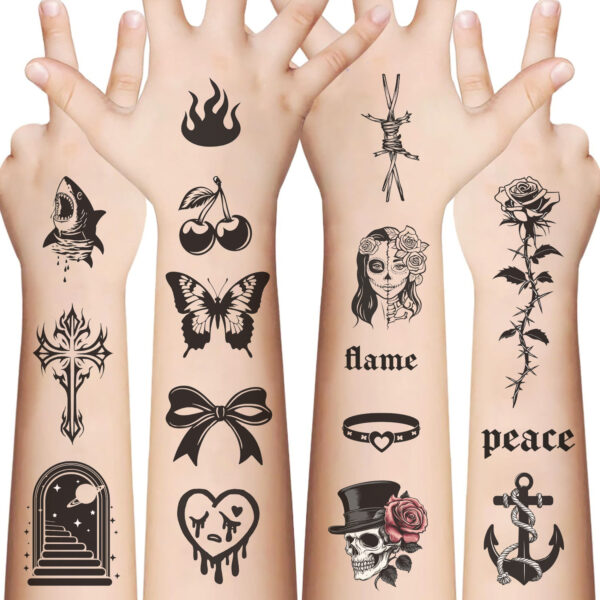 Wholesale New American Rose Skull Tattoo Waterproof Party Gift Funny Fun Face Stickers Cross-border Approved