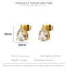 Wholesale Titanium Steel Non-Fading December Water Drop Claw-Shaped Diamond-Studded Earrings Zircon Water Drop Inlaid Elegant Polished Geometric Pattern Real Gold Plated