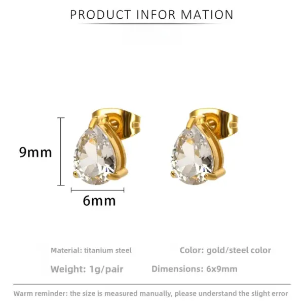 Wholesale Titanium Steel Non-Fading December Water Drop Claw-Shaped Diamond-Studded Earrings Zircon Water Drop Inlaid Elegant Polished Geometric Pattern Real Gold Plated