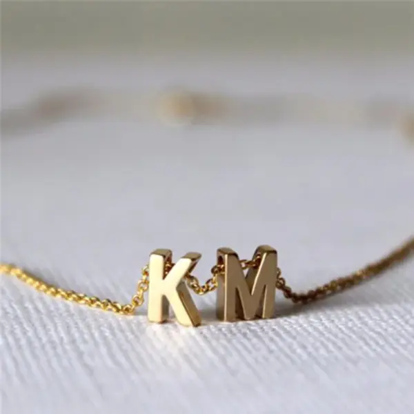 Wholesale PVD Coated 14K Gold Real Gold Plated Letter Stainless Steel Titanium Steel Fashion Waterproof Non Tarnish 304 Stainless Steel Necklace