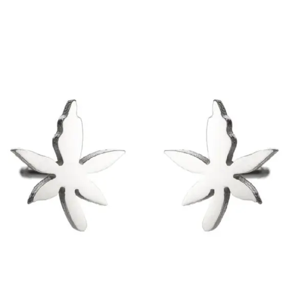 Wholesale Ion Plating (IP) 18K Gold Real Gold Plated Maple Leaf Flower Stainless Steel Fashion Waterproof Non Tarnish Ear Studs