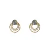 Wholesale Retro Flower Copper Plating Inlay Artificial Gemstones Pearl Ear Studs 1 Pair