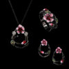 oly-bbe37bfb5fe4fbbc18ccdac09768cca7 Wholesale European and American Gothic Style Black Gold-Plated Two-Color Dark Rose Ring Necklace Earrings Fashionable Enamel Three-Piece Jewelry Set