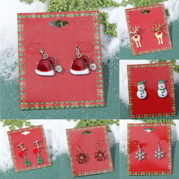 Wholesale Christmas Candy Snowman Earrings Diamond Snowflake Earrings