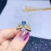 Wholesale New Angel Wing Necklace Heart-shaped Blue Topaz Color Ring Pendant Copper Set