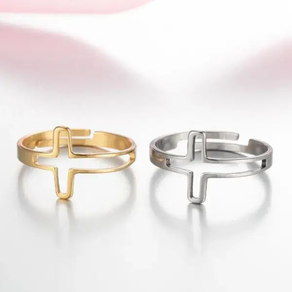 PVD Coated 18K Gold Real Gold Plated Solid Color 201 Stainless Steel Fashion Waterproof Non Tarnish Open Ring