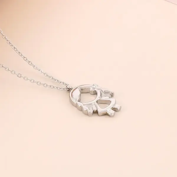 Wholesale 304 Stainless Steel Cartoon Character PVD Coated Artificial Diamond 18K Real Gold Plated Cute Waterproof Non Tarnish Plating Inlay Cable Chain Pendant Necklace
