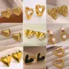 Wholesale 304 Stainless Steel Heart Shape PVD Coated Stone-Free 18K Real Gold Plated Simple Style Classic Style Ear Studs